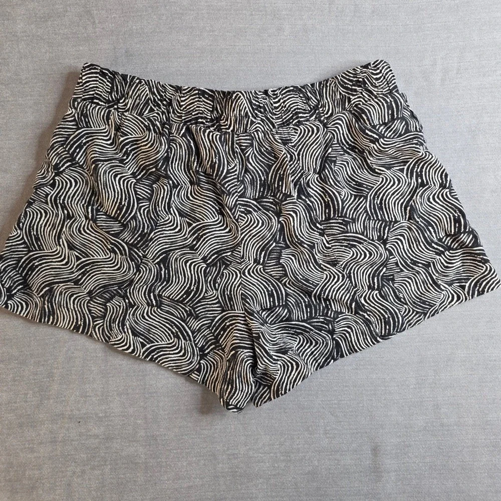 A New Day Shorts Womens XXL(20) Black White Abstract Swirl Linen‎ Blend Pockets